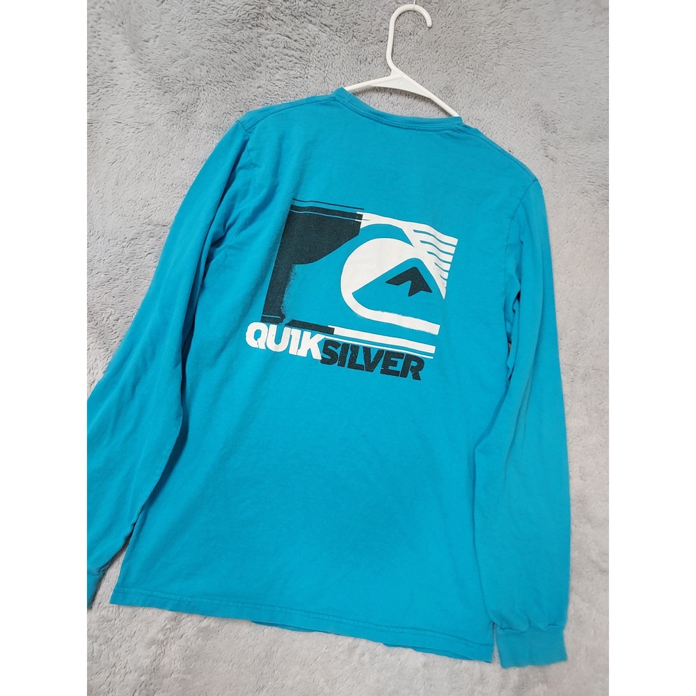 Vintage Quiksilver Shirt Mens Medium Grunge Y2K Surfer Blue Beach Retro Graphic